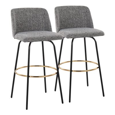 Toriano 30 Grey Noise Fabric Contemporary Swivel Barstool (Set of 2)