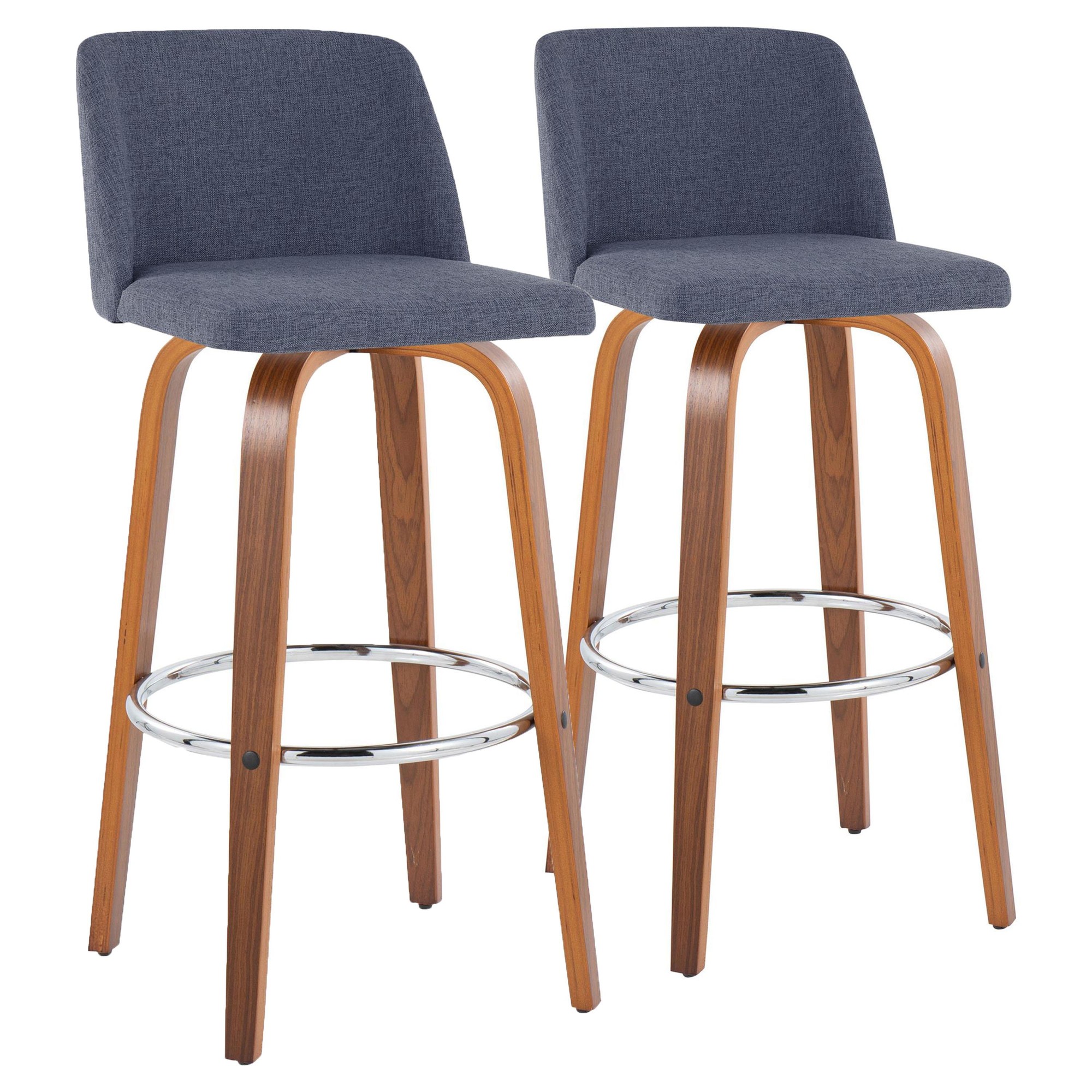 Toriano 30-Inch Blue Mid-Century Modern Swivel Barstool (Set of 2) 5 Toriano 30-Inch Blue Mid-Century Modern Swivel Barstool (Set of 2) - Image 5