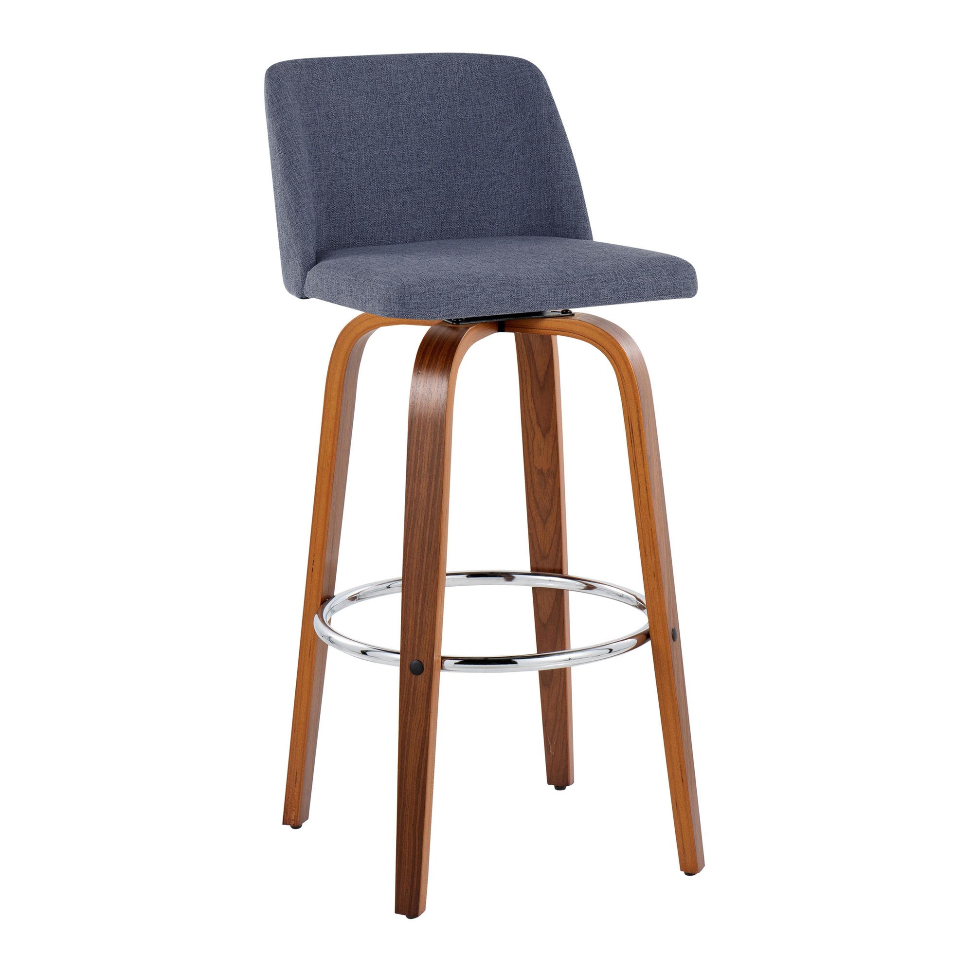 Toriano 30-Inch Blue Mid-Century Modern Swivel Barstool (Set of 2) 6 Toriano 30-Inch Blue Mid-Century Modern Swivel Barstool (Set of 2) - Image 6