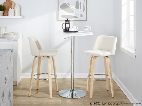 Toriano 30 Inch Contemporary Cream Swivel Barstools Set of 2 2