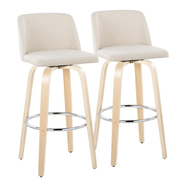 Toriano 30 Inch Contemporary Cream Swivel Barstools Set of 2 4