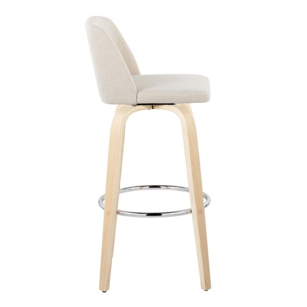 Toriano 30 Inch Contemporary Cream Swivel Barstools Set of 2 6