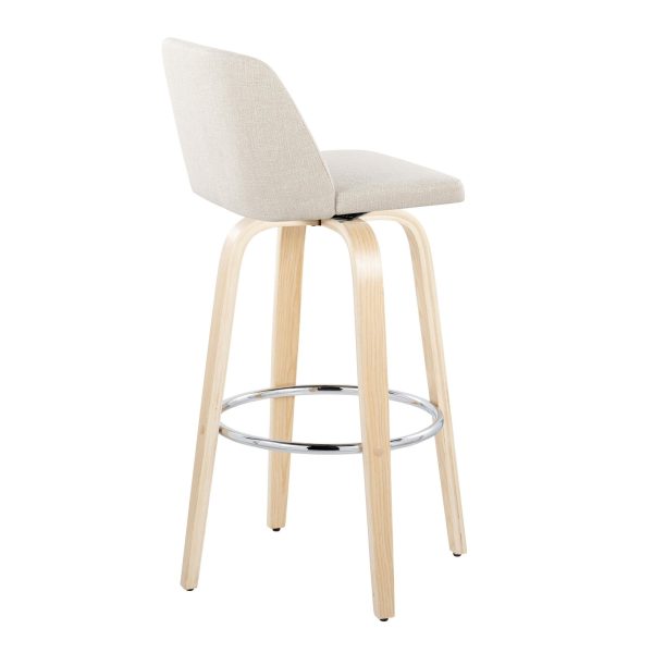 Toriano 30 Inch Contemporary Cream Swivel Barstools Set of 2 7