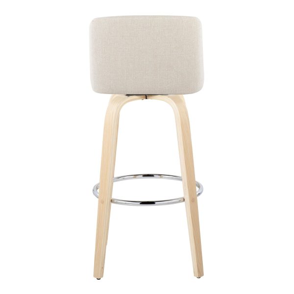 Toriano 30 Inch Contemporary Cream Swivel Barstools Set of 2 8