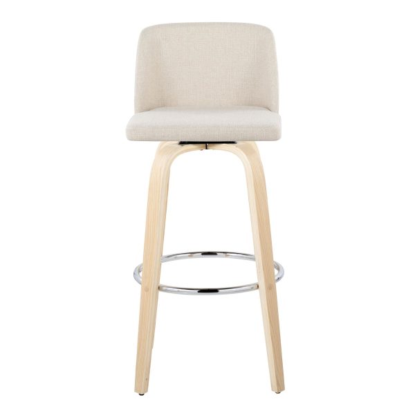 Toriano 30 Inch Contemporary Cream Swivel Barstools Set of 2 9
