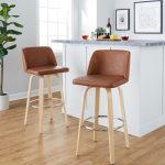 Toriano 30-Inch Contemporary Swivel Barstools Natural and Camel (Set of 2) 12 Toriano 30-Inch Contemporary Swivel Barstools Natural and Camel (Set of 2)