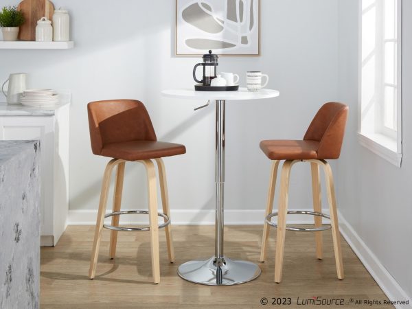 Toriano 30 Inch Contemporary Swivel Barstools Natural and Camel Set of 2 2