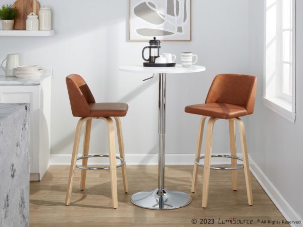 Toriano 30 Inch Contemporary Swivel Barstools Natural and Camel Set of 2 3