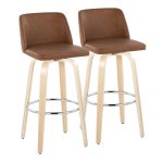 Toriano 30-Inch Contemporary Swivel Barstools Natural and Camel (Set of 2) 16 Toriano 30-Inch Contemporary Swivel Barstools Natural and Camel (Set of 2)