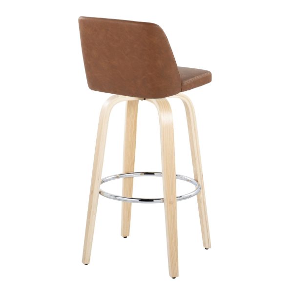 Toriano 30 Inch Contemporary Swivel Barstools Natural and Camel Set of 2 7