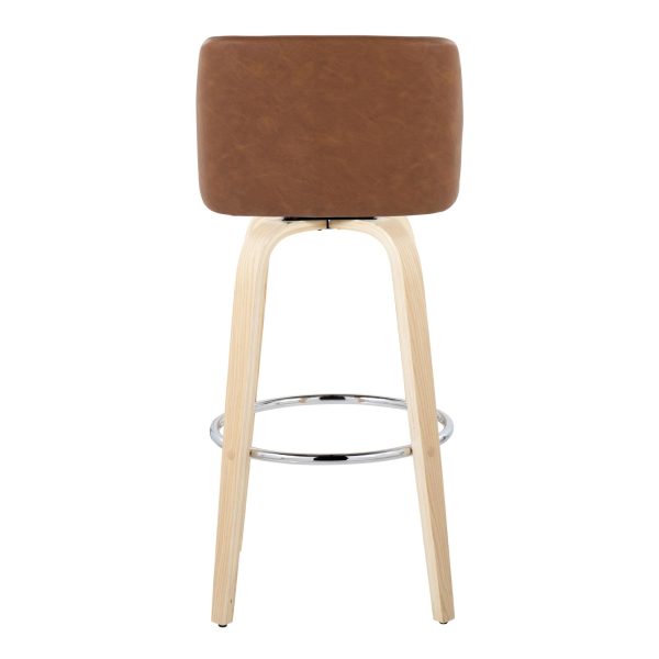 Toriano 30 Inch Contemporary Swivel Barstools Natural and Camel Set of 2 8