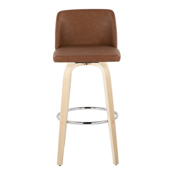 Toriano 30 Inch Contemporary Swivel Barstools Natural and Camel Set of 2 9