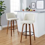 Toriano 30-Inch Cream Fabric Mid-Century Modern Barstool (Set of 2) 13 Toriano 30-Inch Cream Fabric Mid-Century Modern Barstool (Set of 2)
