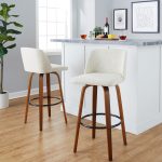 Toriano 30-Inch Cream Fabric Mid-Century Modern Barstool (Set of 2) 12 Toriano 30-Inch Cream Fabric Mid-Century Modern Barstool (Set of 2)