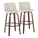 Toriano 30-Inch Cream Fabric Mid-Century Modern Barstool (Set of 2) 16 Toriano 30-Inch Cream Fabric Mid-Century Modern Barstool (Set of 2)