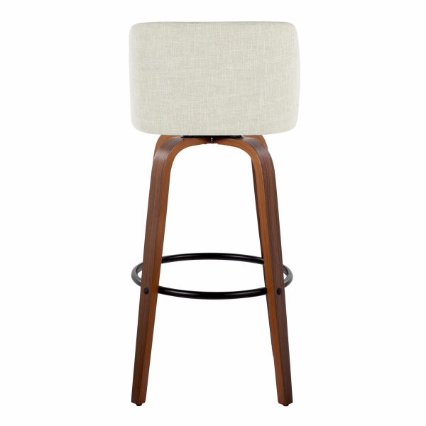 Toriano 30 Inch Cream Fabric Mid Century Modern Barstool Set of 2 8