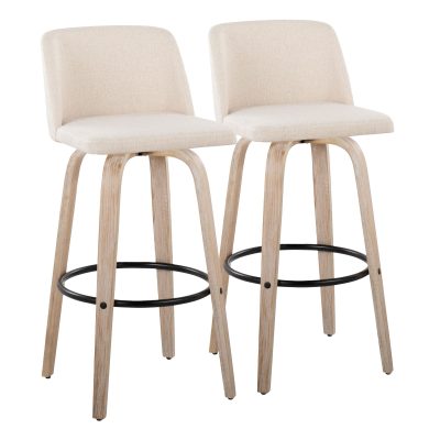 Toriano 30 Inch Cream Swivel Farmhouse Barstool (Set of 2)