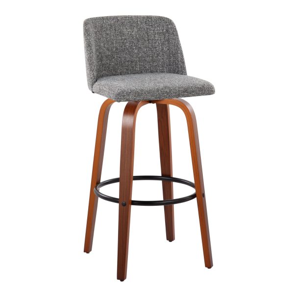 Toriano 30 Inch Grey Modern Swivel Barstools Set of 2 1