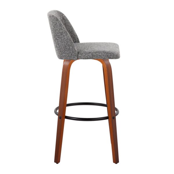 Toriano 30 Inch Grey Modern Swivel Barstools Set of 2 2
