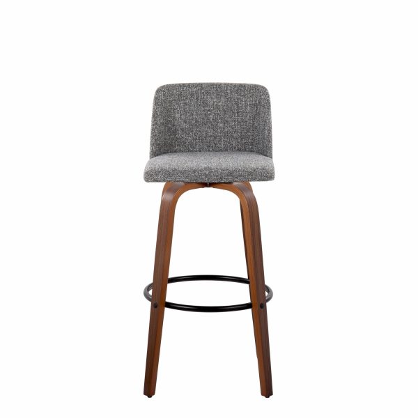 Toriano 30 Inch Grey Modern Swivel Barstools Set of 2 5