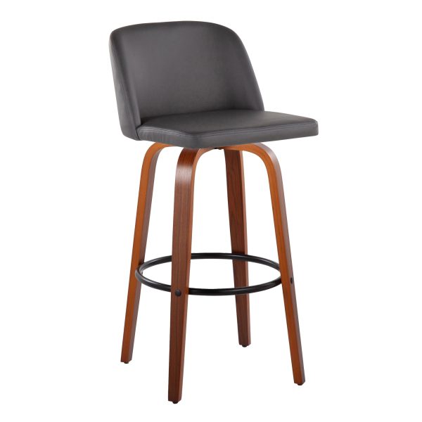 Toriano 30 Inch Mid Century Modern Grey Swivel Barstool Set of 2 1