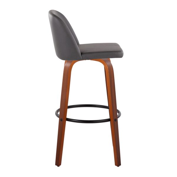 Toriano 30 Inch Mid Century Modern Grey Swivel Barstool Set of 2 2