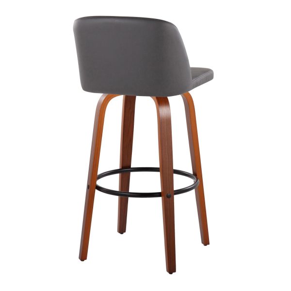 Toriano 30 Inch Mid Century Modern Grey Swivel Barstool Set of 2 3