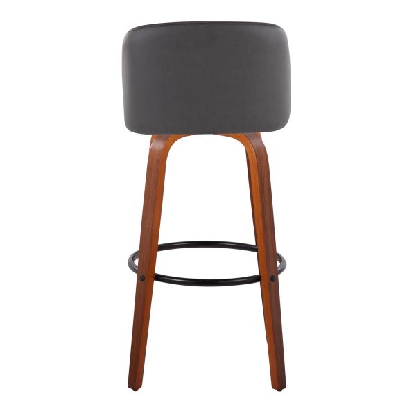 Toriano 30 Inch Mid Century Modern Grey Swivel Barstool Set of 2 4