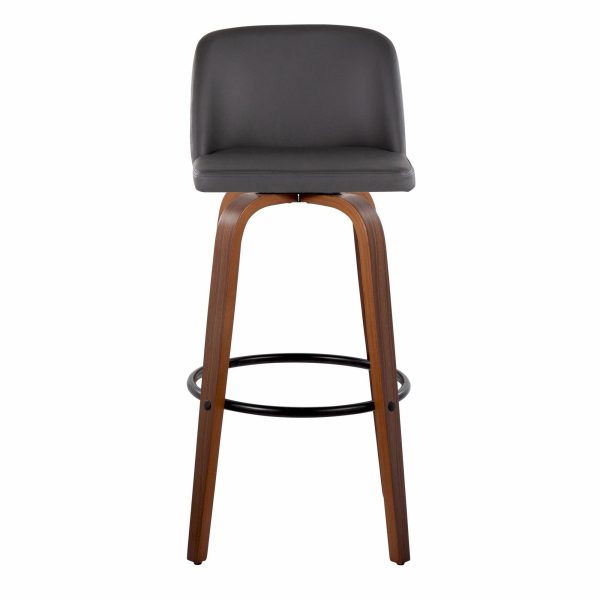 Toriano 30 Inch Mid Century Modern Grey Swivel Barstool Set of 2 5