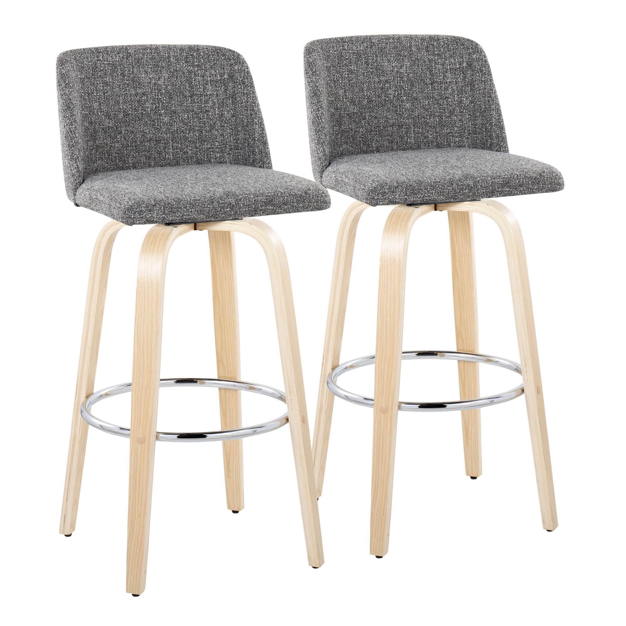 Toriano 30-Inch Natural Wood Grey Noise Contemporary Barstools (Set of 2) 5 Toriano 30-Inch Natural Wood Grey Noise Contemporary Barstools (Set of 2) - Image 5
