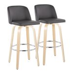 Toriano 30-Inch Natural/Grey Contemporary Swivel Barstool (Set of 2) 16 Toriano 30-Inch Natural/Grey Contemporary Swivel Barstool (Set of 2)