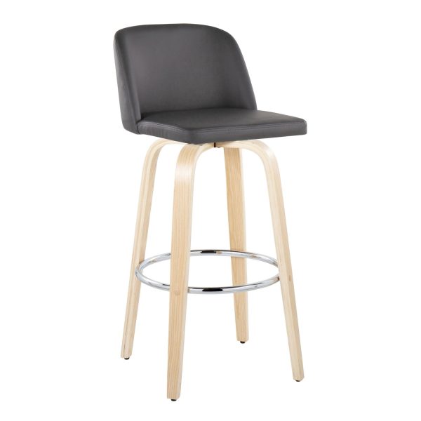 Toriano 30 Inch NaturalGrey Contemporary Swivel Barstool Set of 2 5