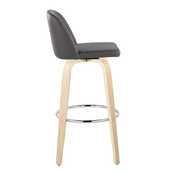 Toriano 30 Inch NaturalGrey Contemporary Swivel Barstool Set of 2 6