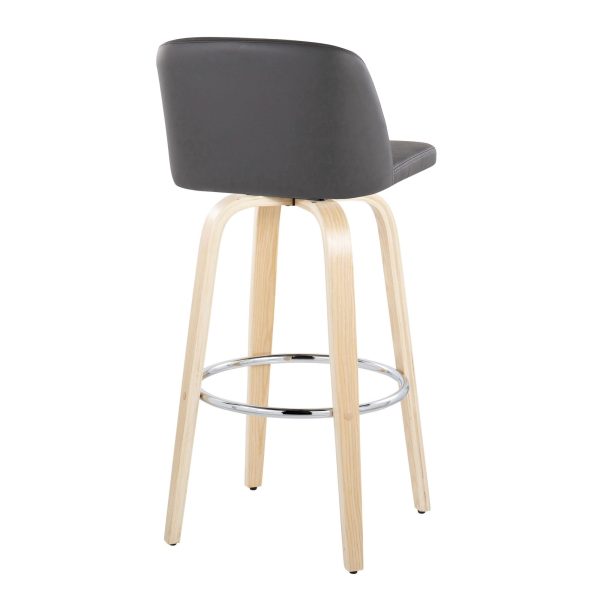 Toriano 30 Inch NaturalGrey Contemporary Swivel Barstool Set of 2 7