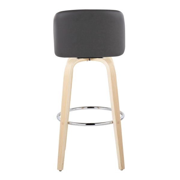 Toriano 30 Inch NaturalGrey Contemporary Swivel Barstool Set of 2 8