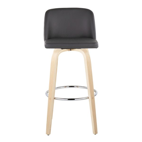 Toriano 30 Inch NaturalGrey Contemporary Swivel Barstool Set of 2 9