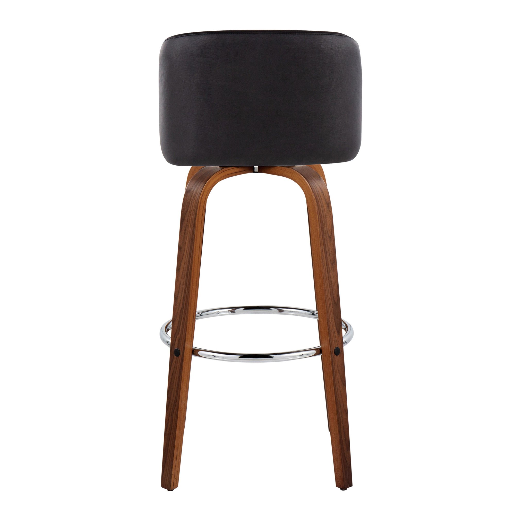 Toriano 30 Inch Walnut Black Faux Leather Mid-Century Barstool (Set of 2) 9 Toriano 30 Inch Walnut Black Faux Leather Mid-Century Barstool (Set of 2) - Image 9