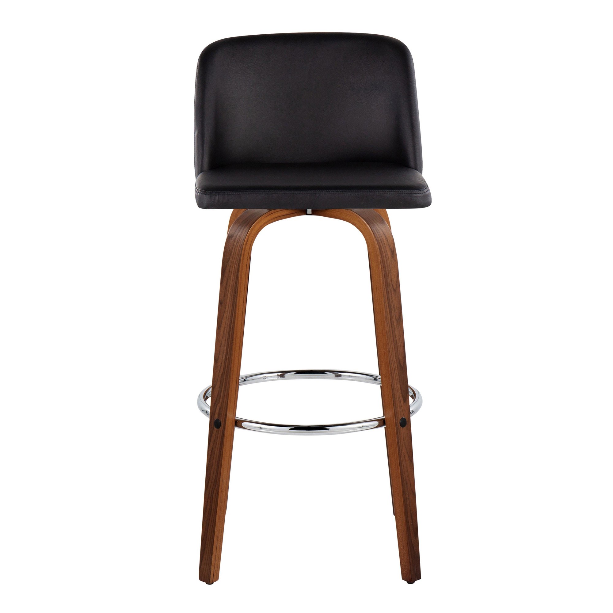Toriano 30 Inch Walnut Black Faux Leather Mid-Century Barstool (Set of 2) 10 Toriano 30 Inch Walnut Black Faux Leather Mid-Century Barstool (Set of 2) - Image 10