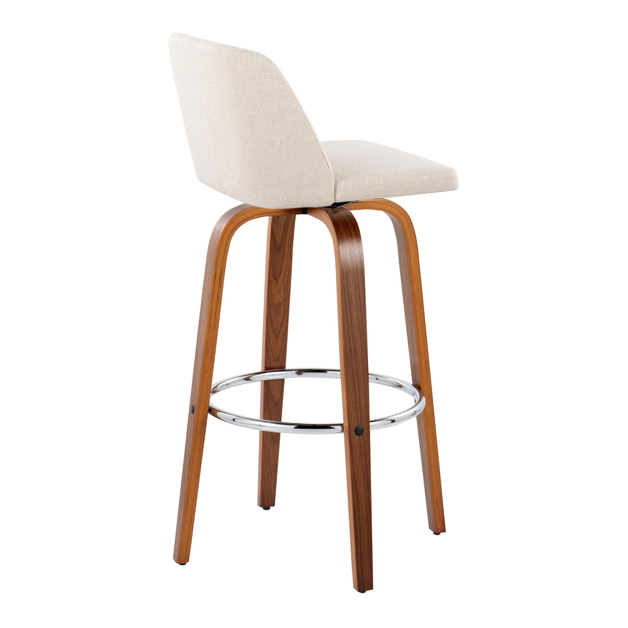 Toriano 30-Inch Walnut and Cream Mid-Century Modern Swivel Barstool (Set of 2) 8 Toriano 30-Inch Walnut and Cream Mid-Century Modern Swivel Barstool (Set of 2) - Image 8