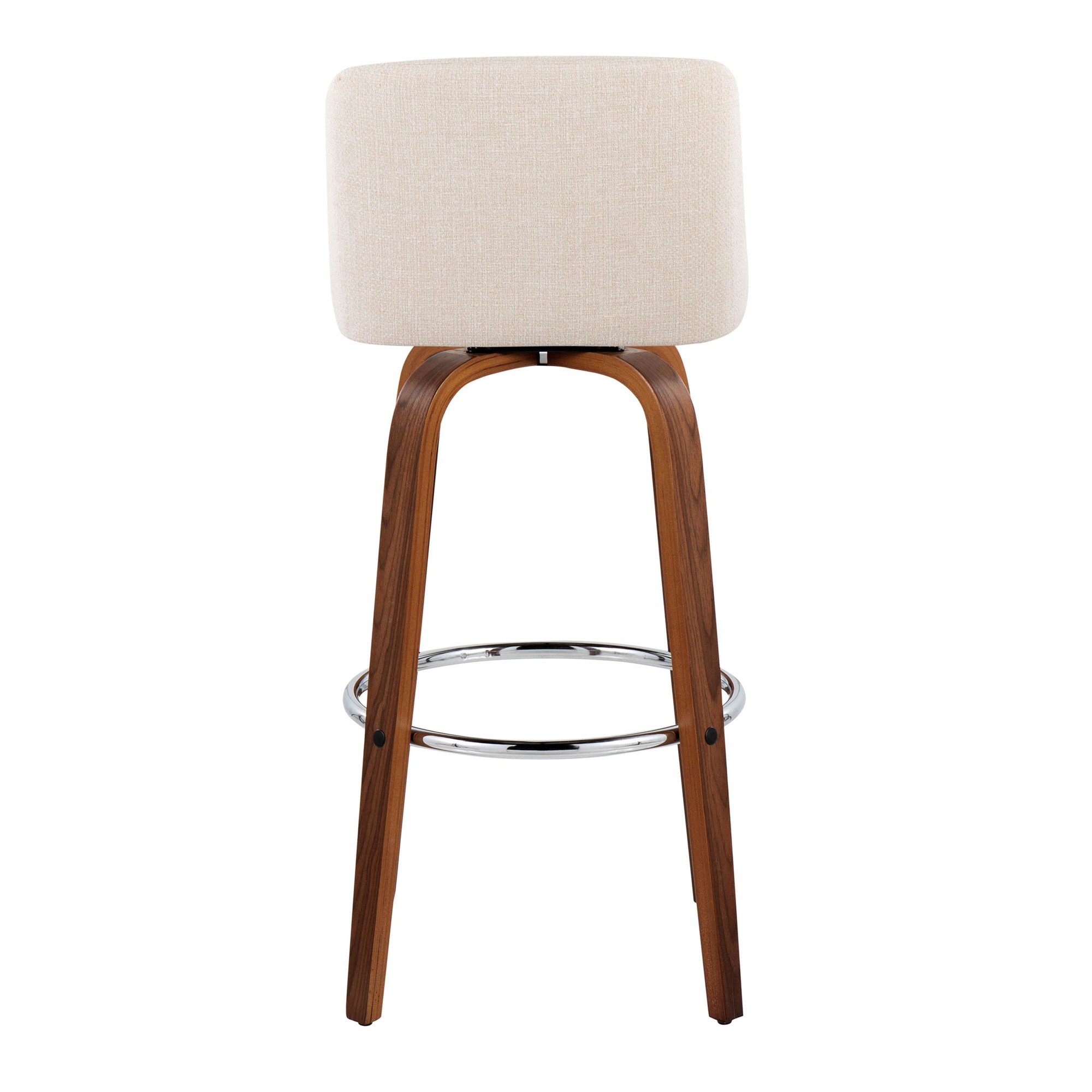Toriano 30-Inch Walnut and Cream Mid-Century Modern Swivel Barstool (Set of 2) 9 Toriano 30-Inch Walnut and Cream Mid-Century Modern Swivel Barstool (Set of 2) - Image 9