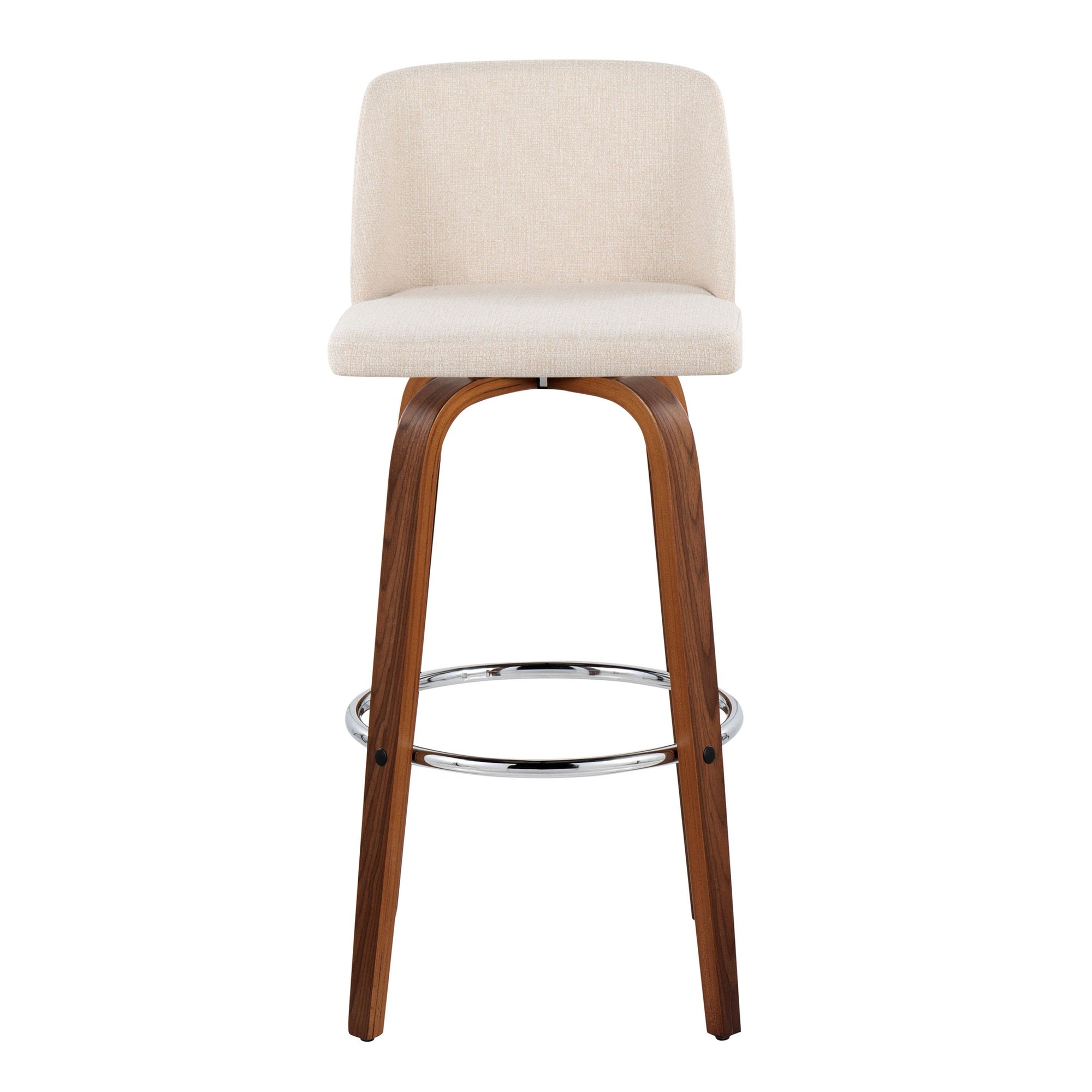 Toriano 30-Inch Walnut and Cream Mid-Century Modern Swivel Barstool (Set of 2) 10 Toriano 30-Inch Walnut and Cream Mid-Century Modern Swivel Barstool (Set of 2) - Image 10