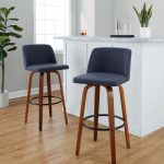 Toriano 30 Mid-Century Modern Blue Swivel Barstool Pair (Set of 2) 13 Toriano 30 Mid-Century Modern Blue Swivel Barstool Pair (Set of 2)