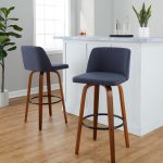 Toriano 30 Mid-Century Modern Blue Swivel Barstool Pair (Set of 2) 12 Toriano 30 Mid-Century Modern Blue Swivel Barstool Pair (Set of 2)