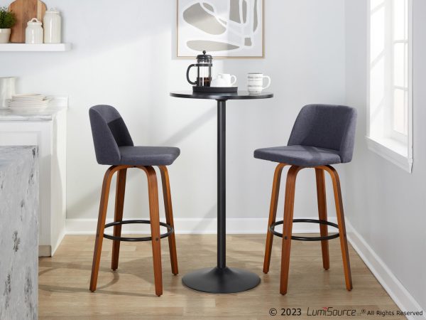 Toriano 30 Mid Century Modern Blue Swivel Barstool Pair Set of 2 2