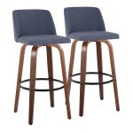 Toriano 30 Mid-Century Modern Blue Swivel Barstool Pair (Set of 2) 16 Toriano 30 Mid-Century Modern Blue Swivel Barstool Pair (Set of 2)