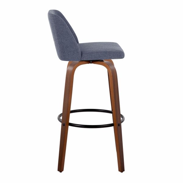 Toriano 30 Mid Century Modern Blue Swivel Barstool Pair Set of 2 6