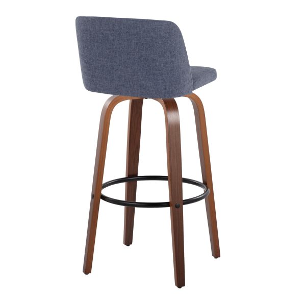 Toriano 30 Mid Century Modern Blue Swivel Barstool Pair Set of 2 7