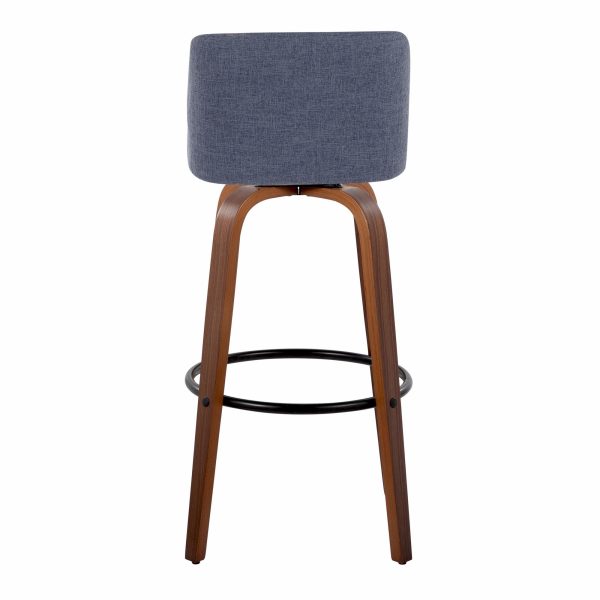 Toriano 30 Mid Century Modern Blue Swivel Barstool Pair Set of 2 8