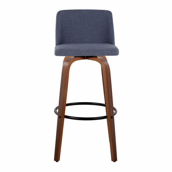 Toriano 30 Mid Century Modern Blue Swivel Barstool Pair Set of 2 9