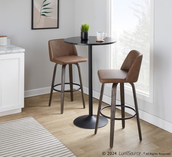 Toriano 30 Mid Century Modern Espresso Swivel Barstools Set of 2 1